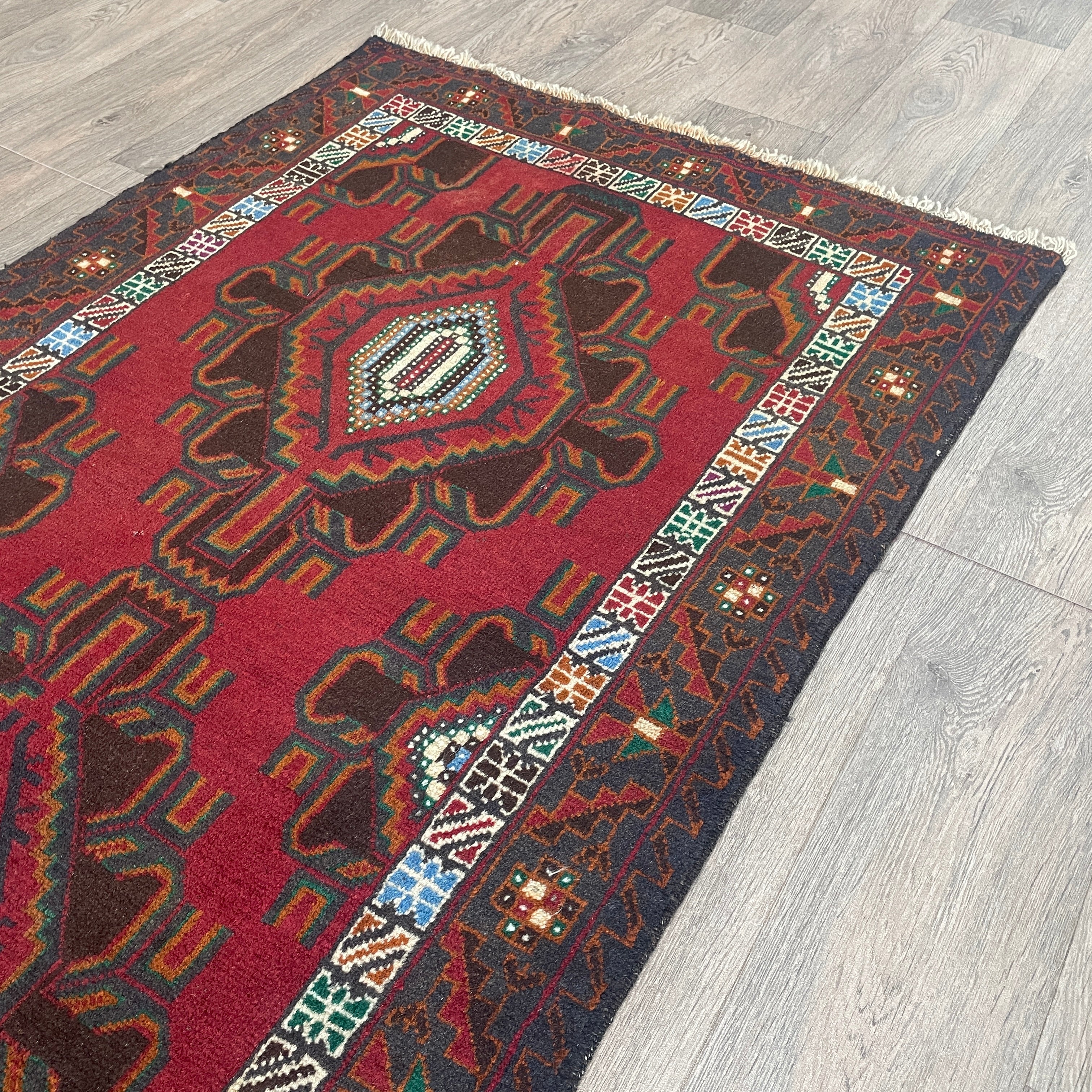 Old Afghan Herati Baluch Rug c. 1980