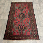 Vintage Afghan Herati Baluch Rug c. 1980