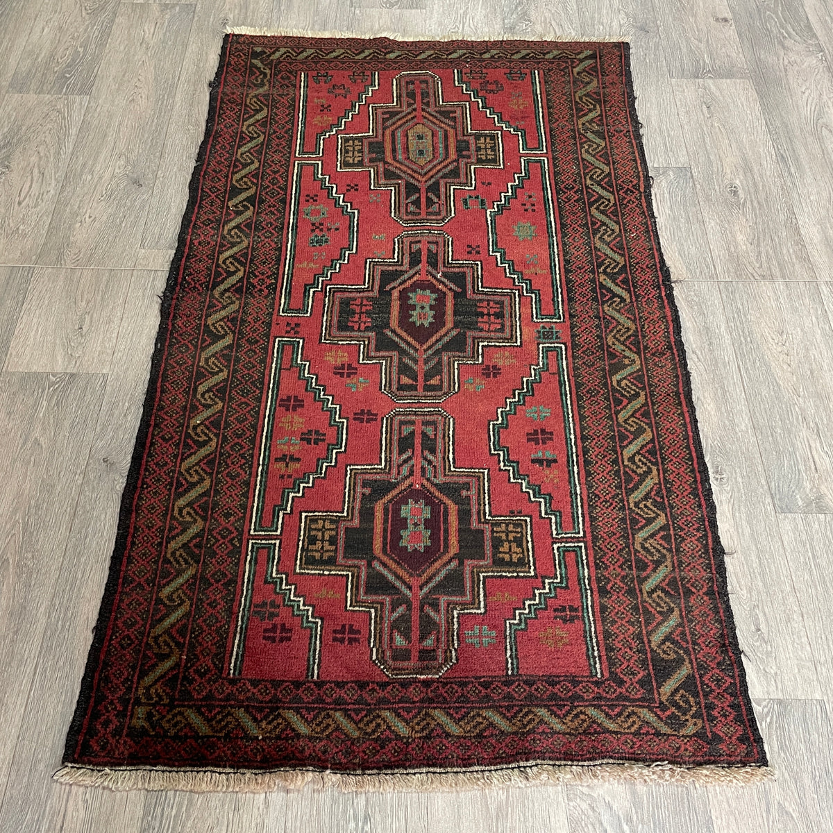 Vintage Afghan Herati Baluch Rug c. 1980