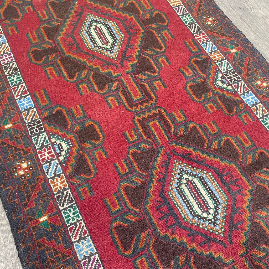 Old Afghan Herati Baluch Rug c. 1980