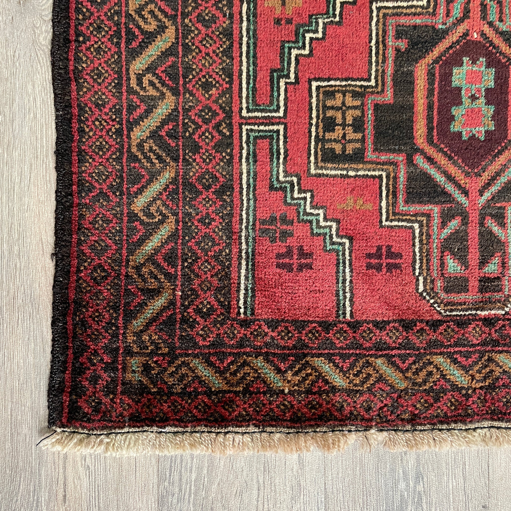 Vintage Afghan Herati Baluch Rug c. 1980