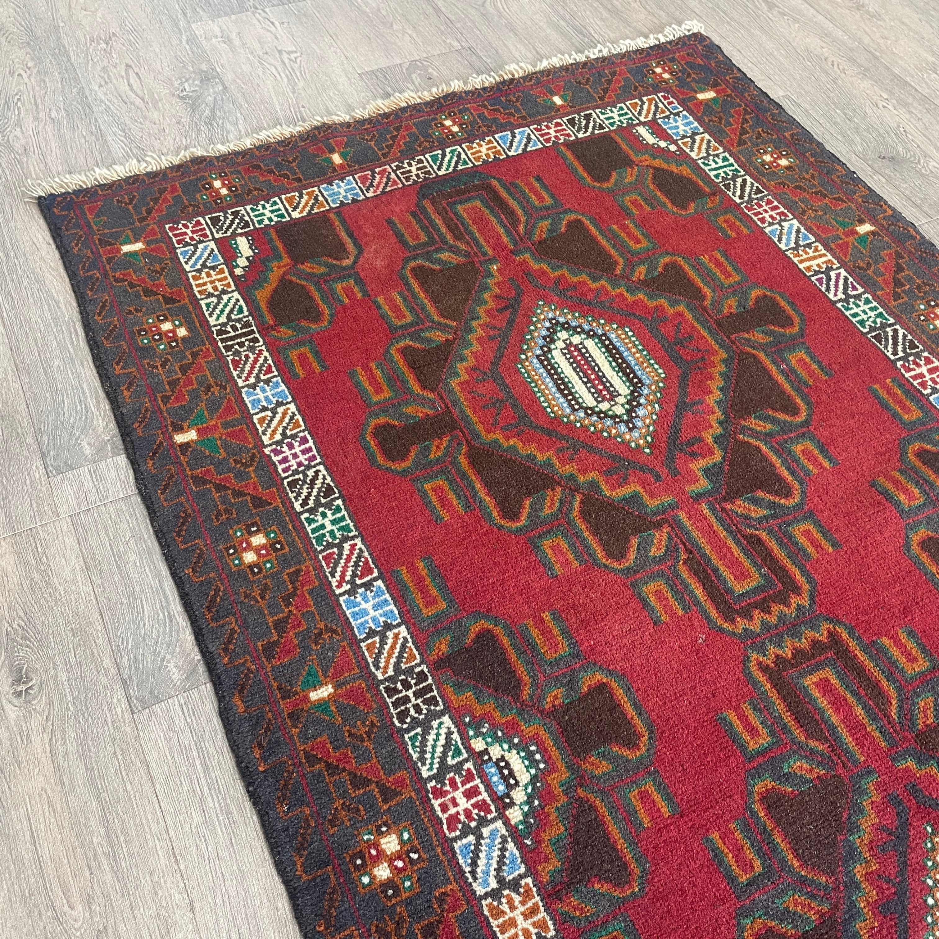 Old Afghan Herati Baluch Rug c. 1980