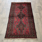 Vintage Afghan Herati Baluch Rug c. 1980