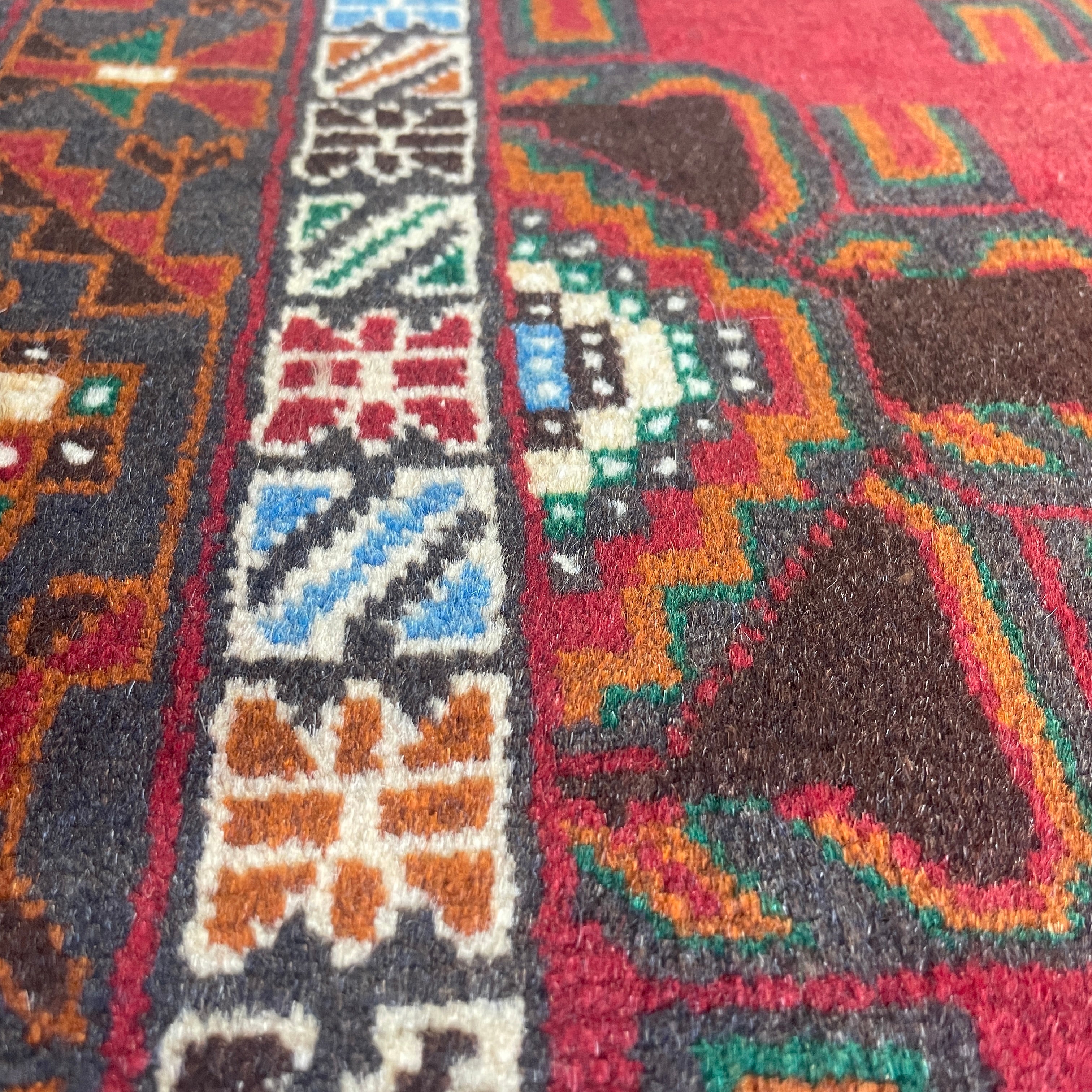 Old Afghan Herati Baluch Rug c. 1980