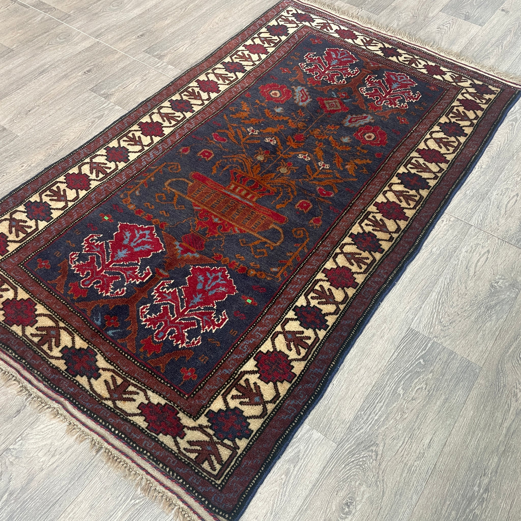 Old Afghan Herati Baluch Rug c. 1980