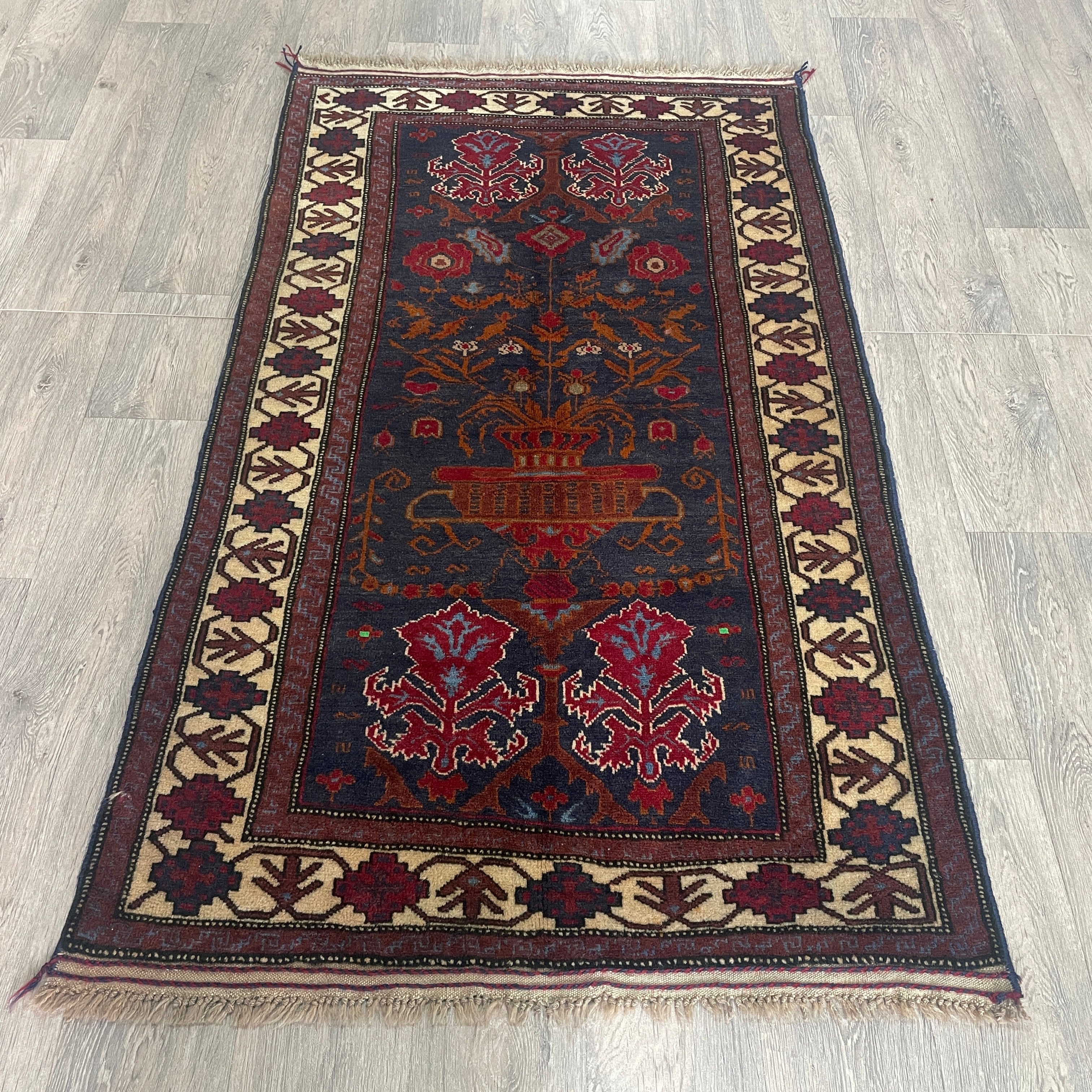 Old Afghan Herati Baluch Rug c. 1980