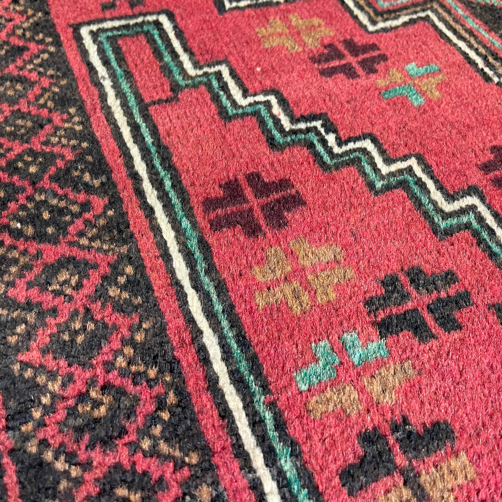 Vintage Afghan Herati Baluch Rug c. 1980