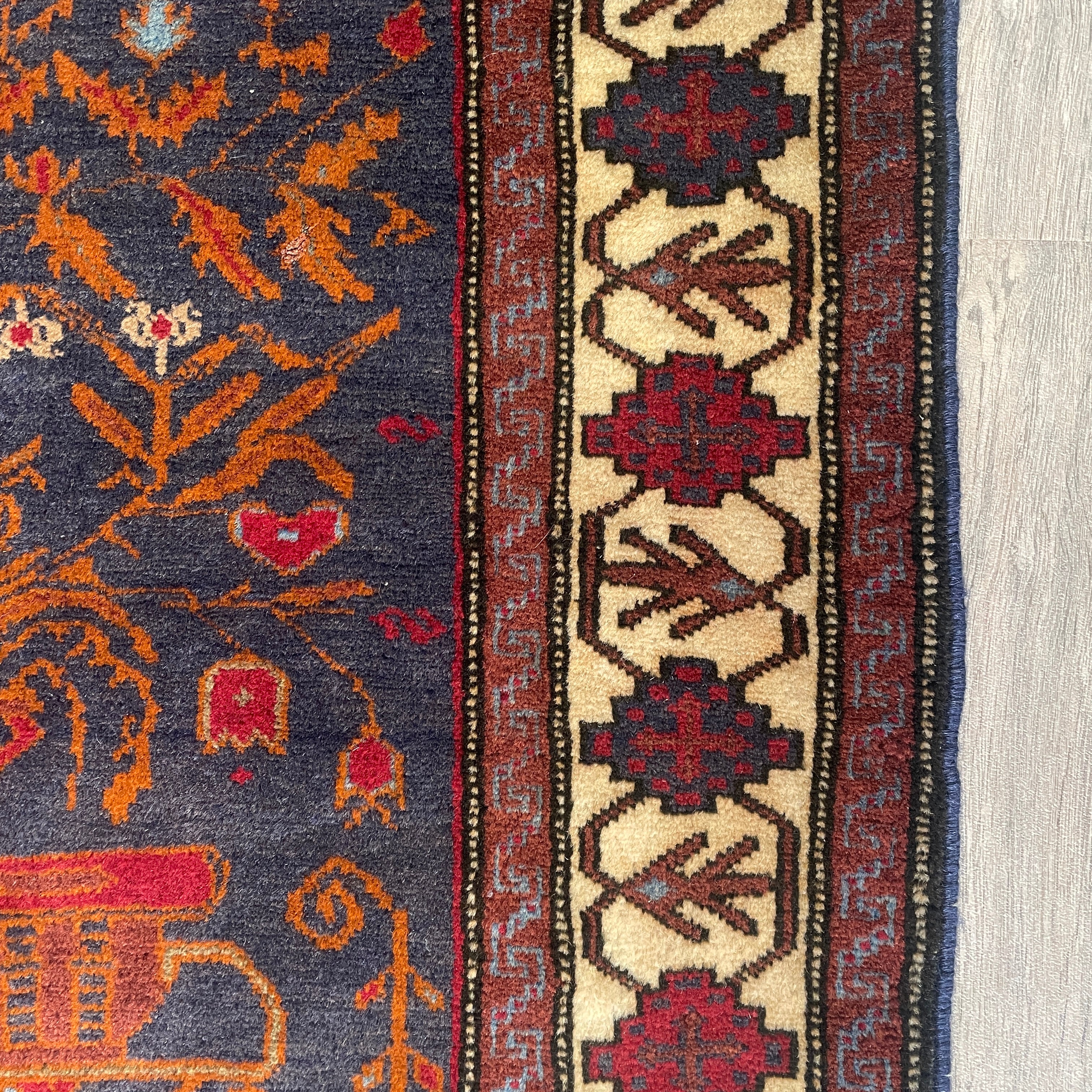 Old Afghan Herati Baluch Rug c. 1980