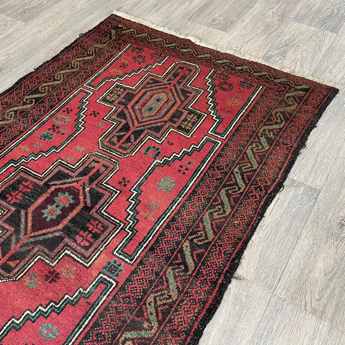 Vintage Afghan Herati Baluch Rug c. 1980