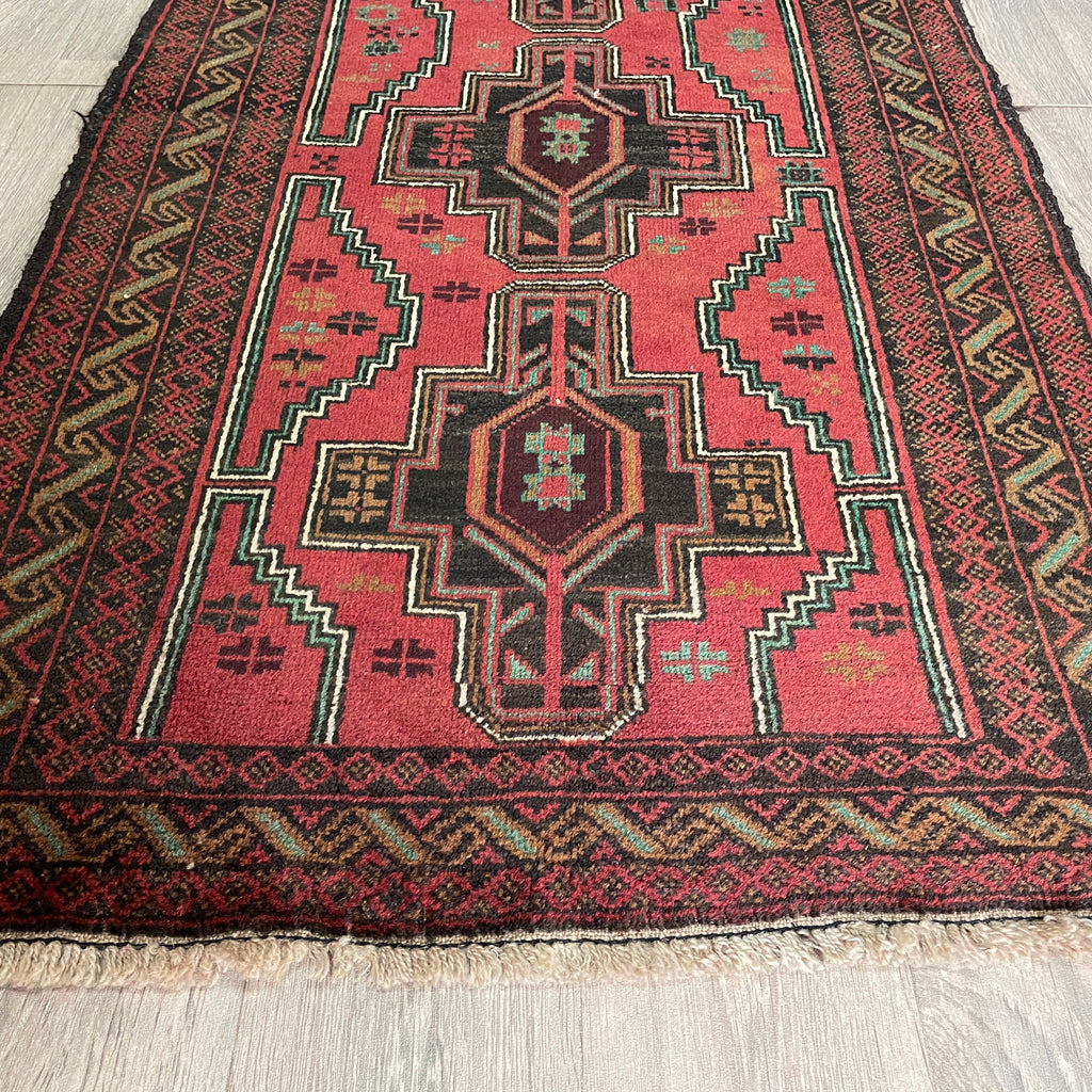 Vintage Afghan Herati Baluch Rug c. 1980