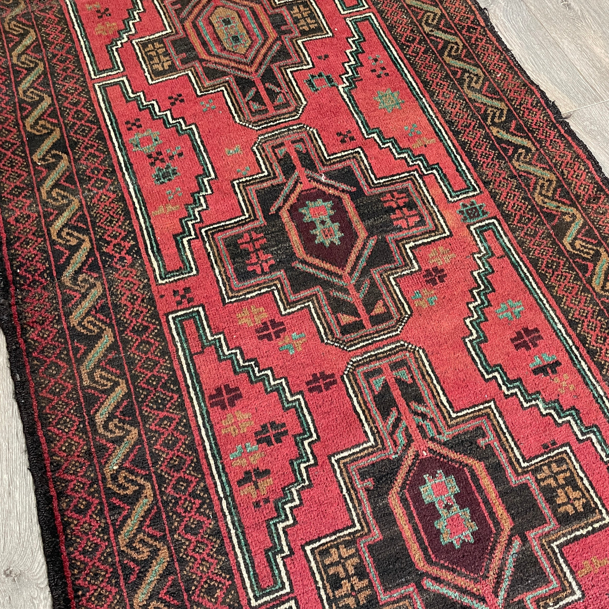 Vintage Afghan Herati Baluch Rug c. 1980