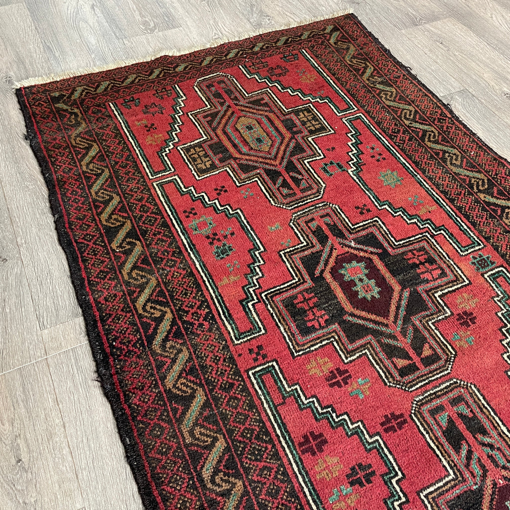 Vintage Afghan Herati Baluch Rug c. 1980