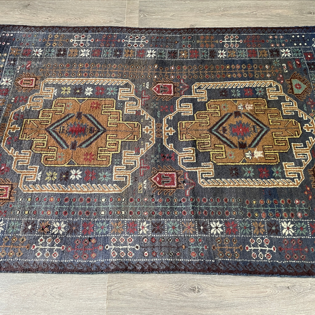 Vintage Afghan Herati Baluch Rug c. 1980