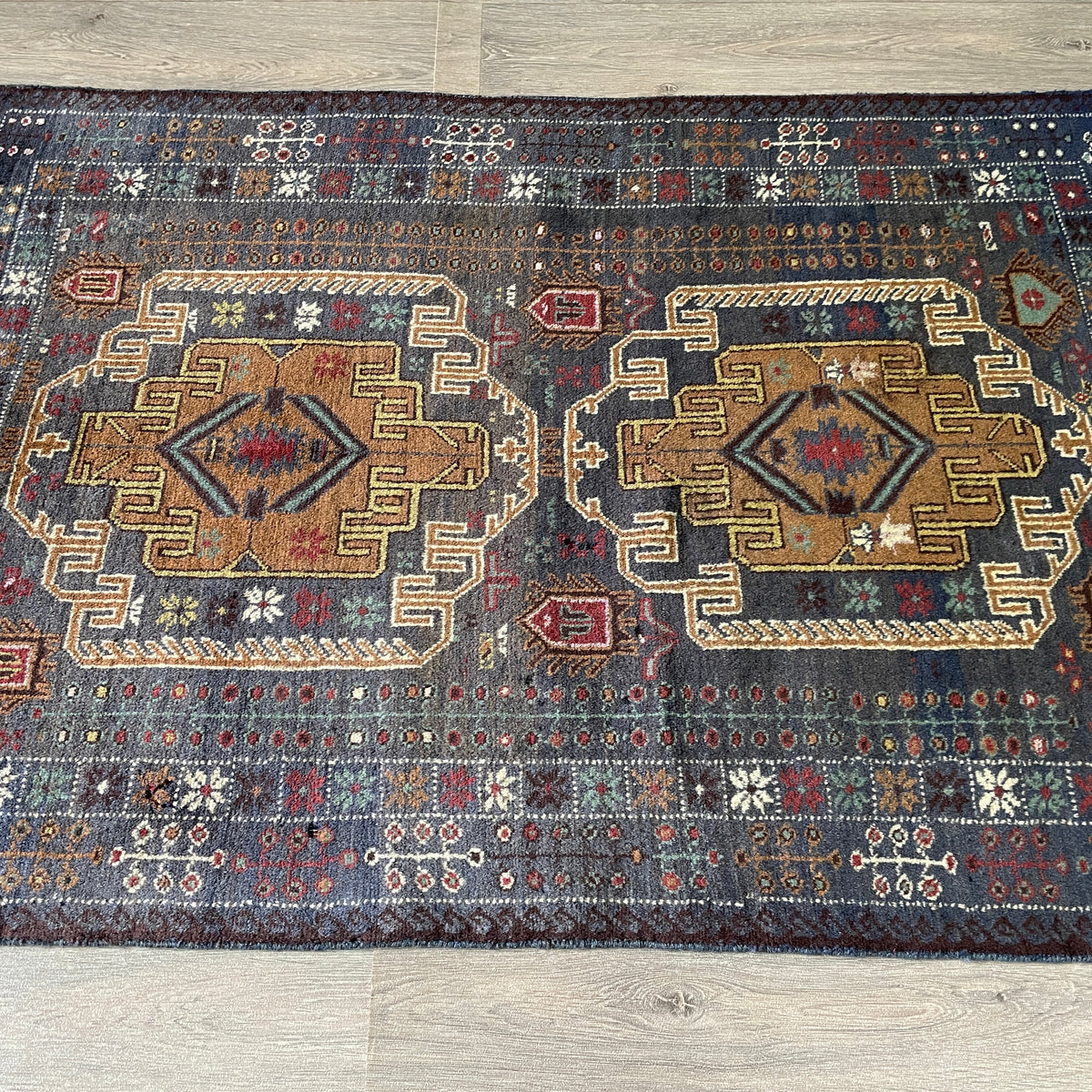 Vintage Afghan Herati Baluch Rug c. 1980