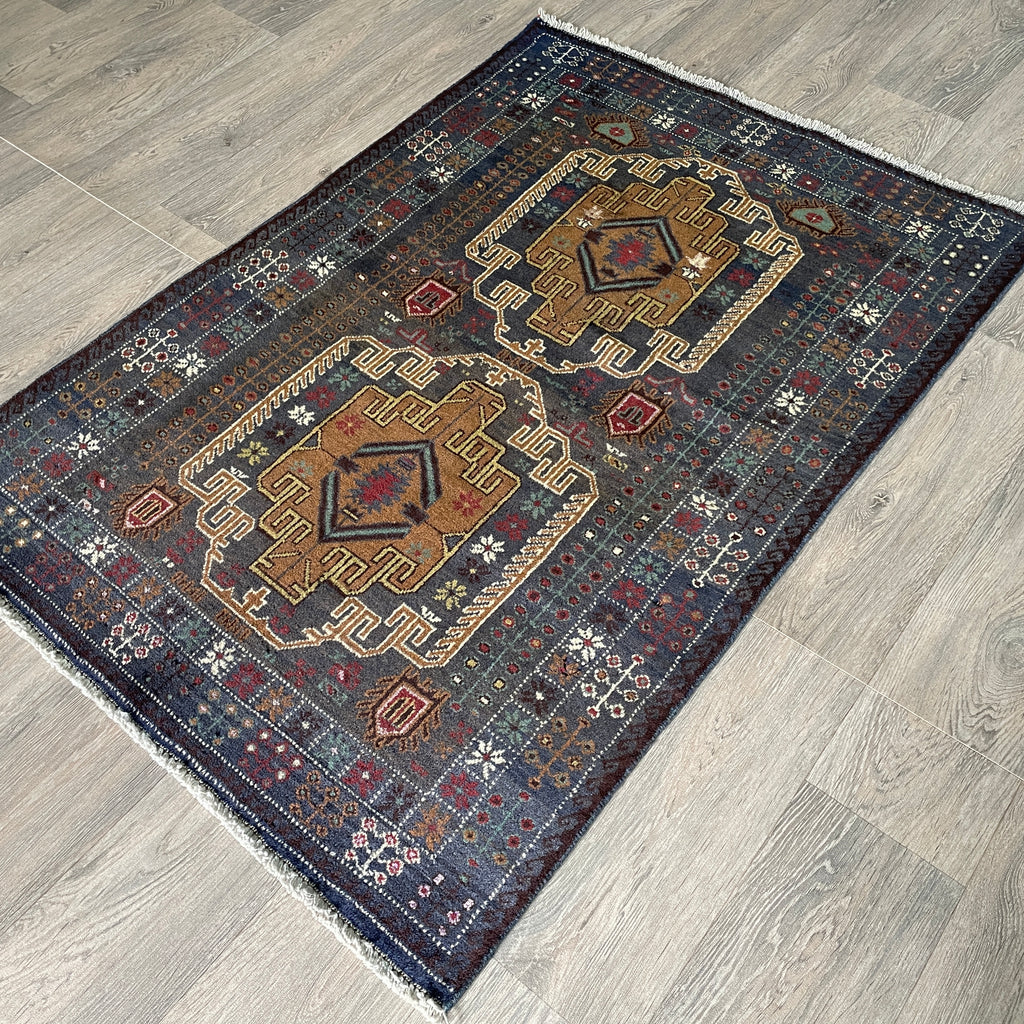Vintage Afghan Herati Baluch Rug c. 1980