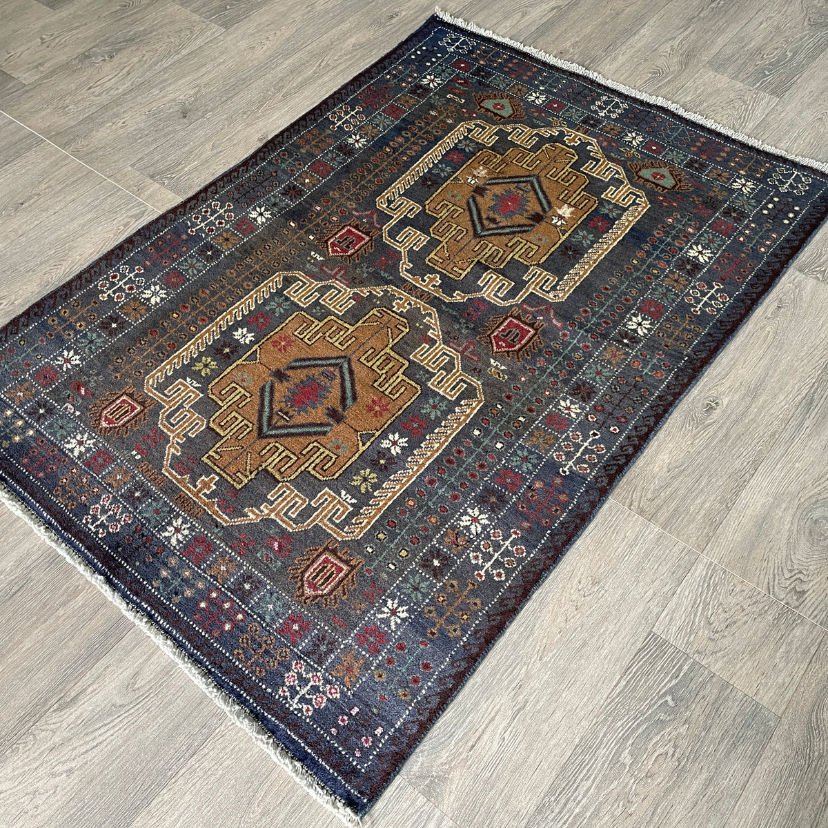 Vintage Afghan Herati Baluch Rug c. 1980