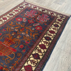 Old Afghan Herati Baluch Rug c. 1980