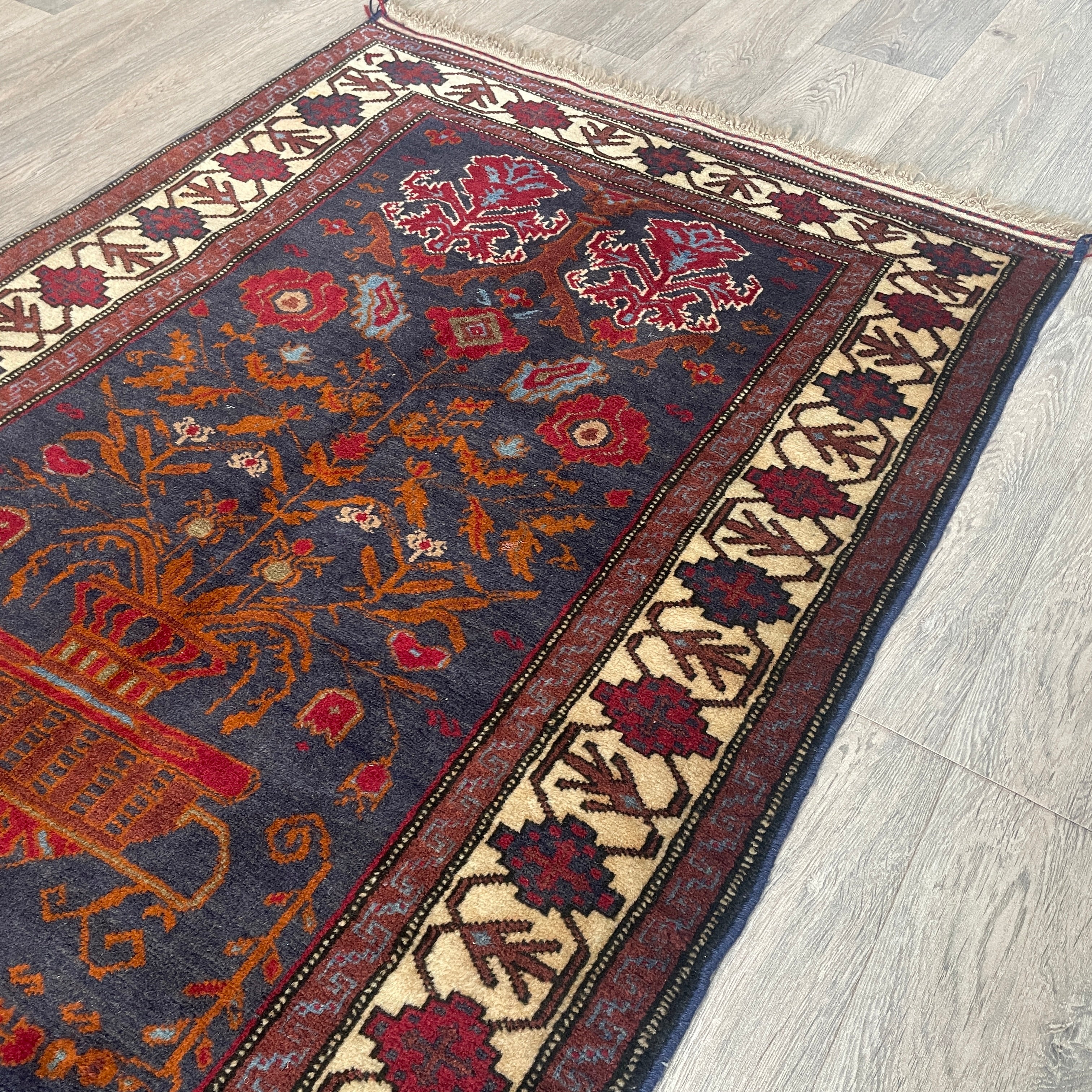 Old Afghan Herati Baluch Rug c. 1980