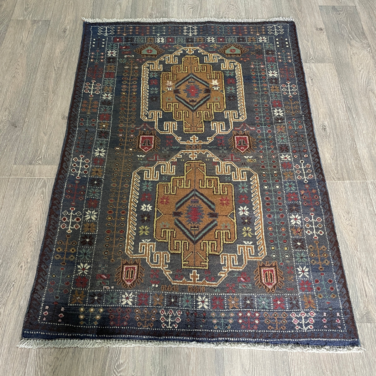 Vintage Afghan Herati Baluch Rug c. 1980