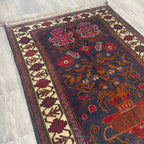 Old Afghan Herati Baluch Rug c. 1980
