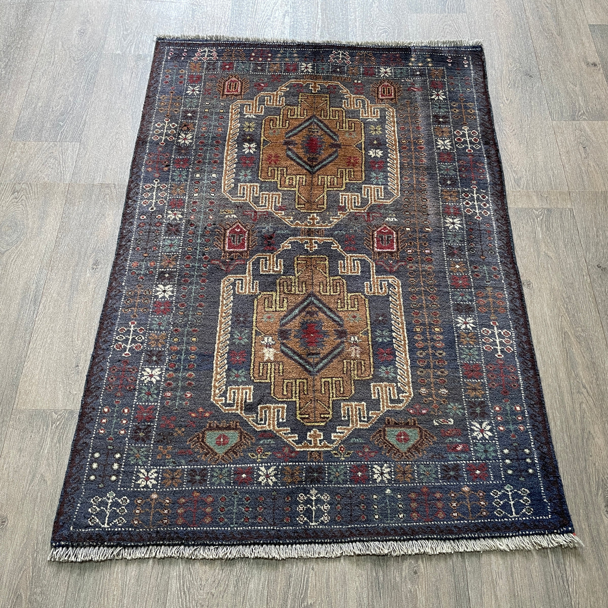 Vintage Afghan Herati Baluch Rug c. 1980