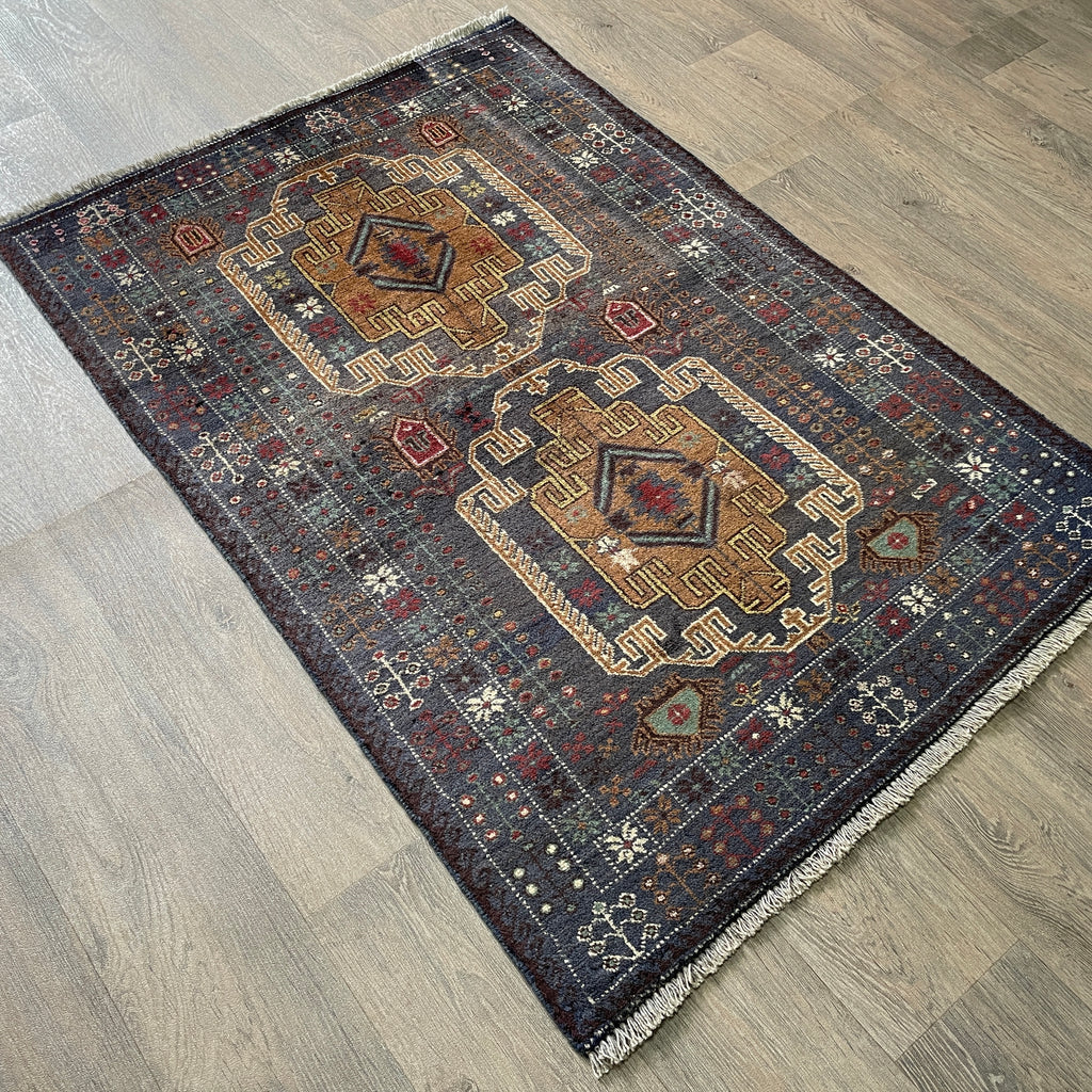 Vintage Afghan Herati Baluch Rug c. 1980