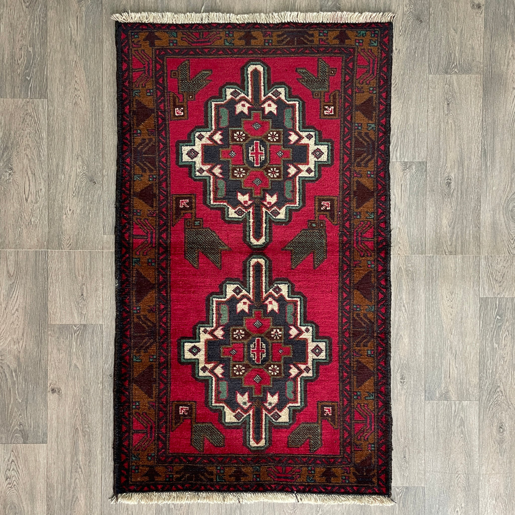 Vintage Afghan Herati Baluch Rug c. 1980