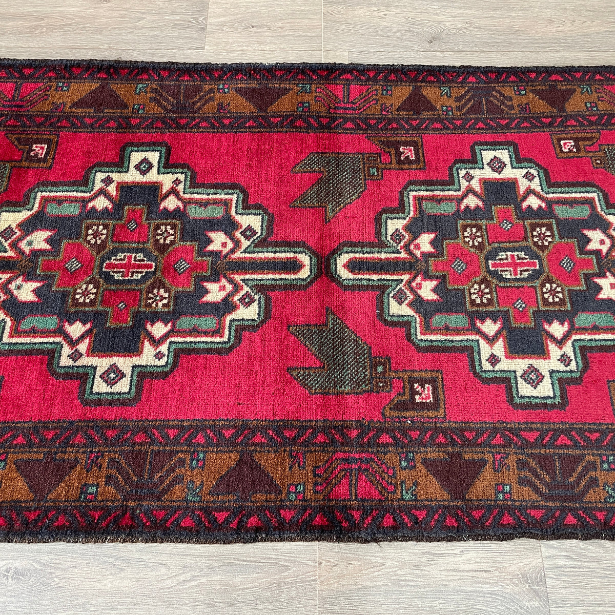 Vintage Afghan Herati Baluch Rug c. 1980