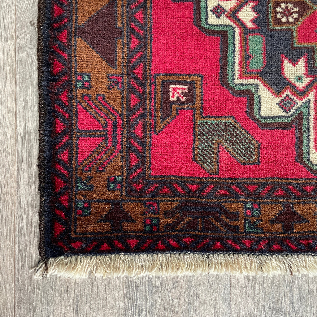 Vintage Afghan Herati Baluch Rug c. 1980