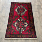 Vintage Afghan Herati Baluch Rug c. 1980