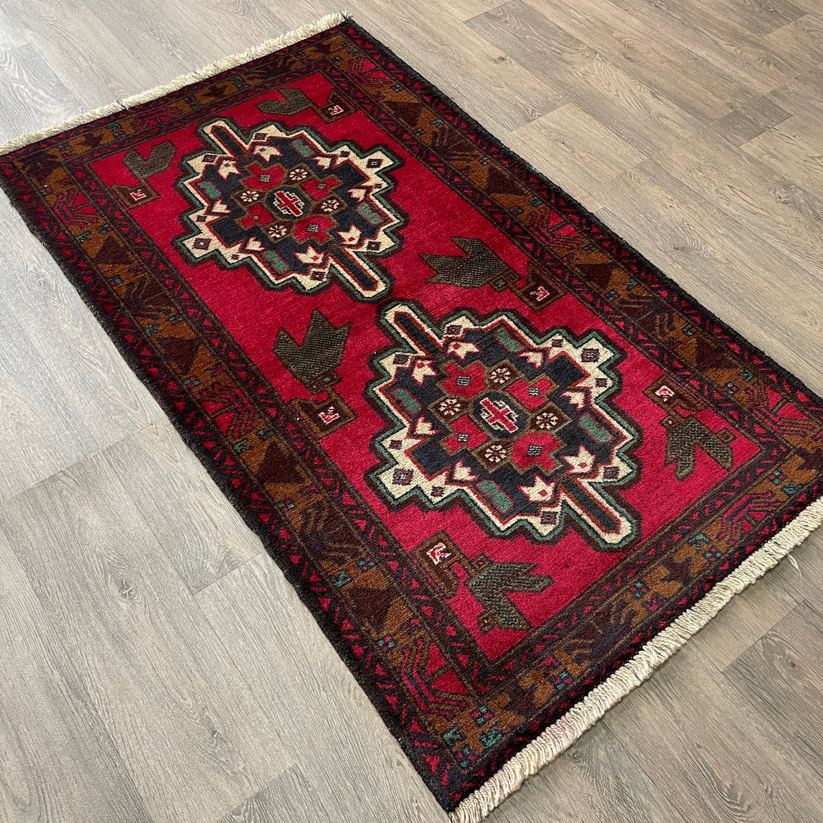 Vintage Afghan Herati Baluch Rug c. 1980