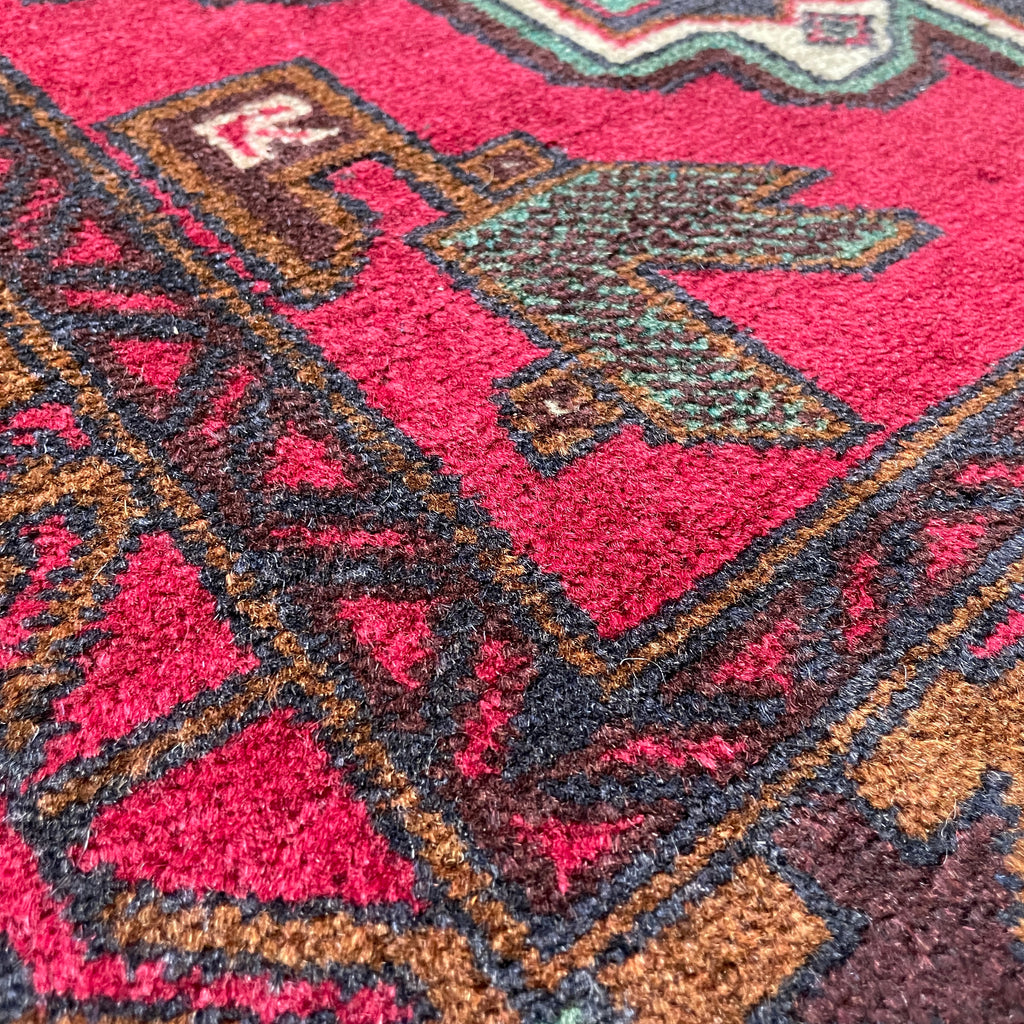Vintage Afghan Herati Baluch Rug c. 1980