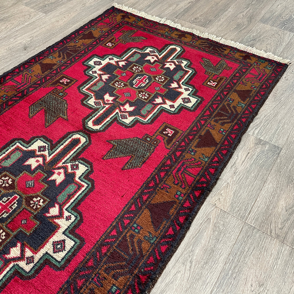 Vintage Afghan Herati Baluch Rug c. 1980