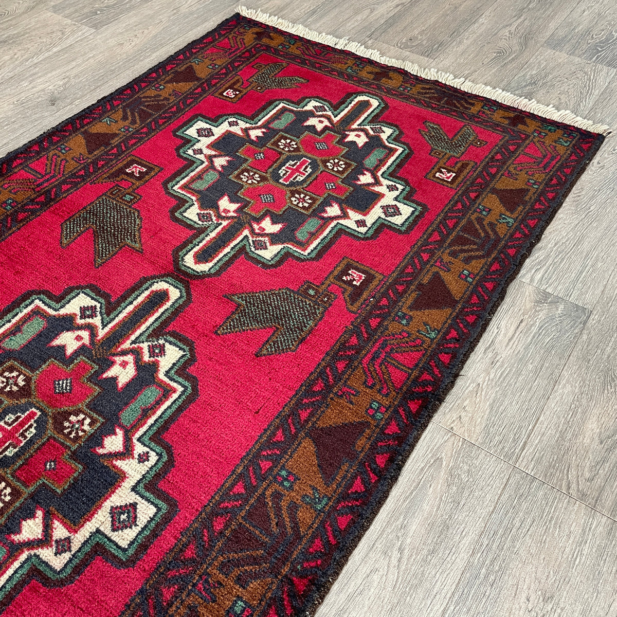 Vintage Afghan Herati Baluch Rug c. 1980