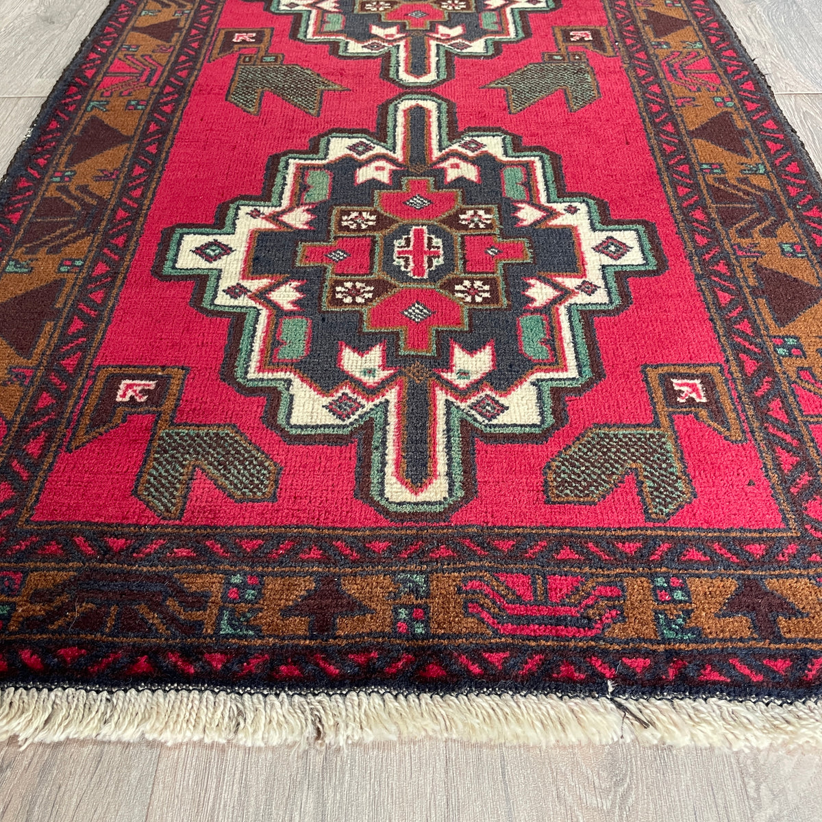 Vintage Afghan Herati Baluch Rug c. 1980