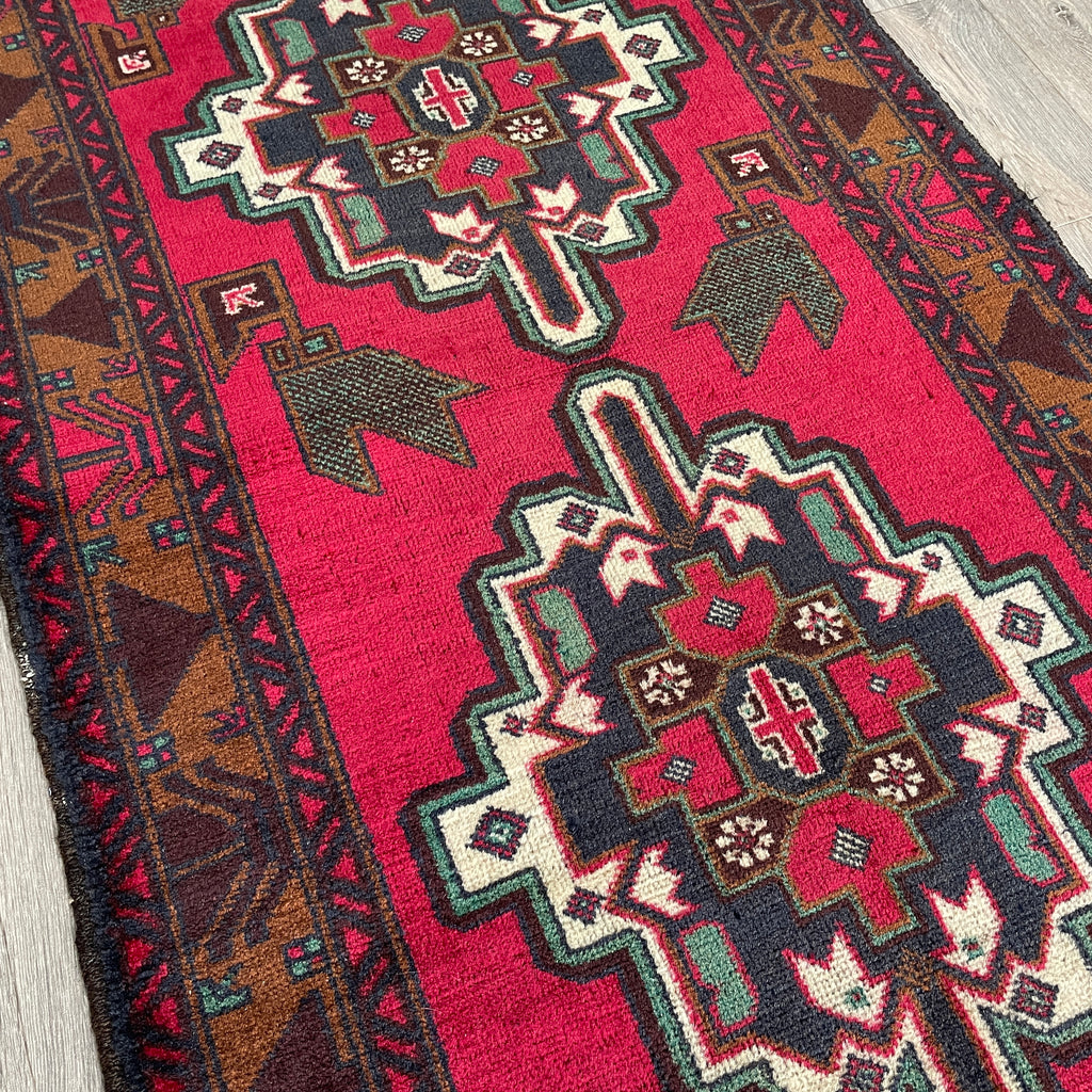 Vintage Afghan Herati Baluch Rug c. 1980
