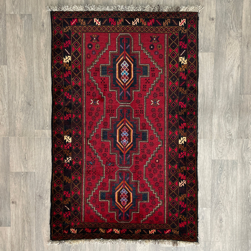 Vintage Afghan Herati Baluch Rug c. 1980