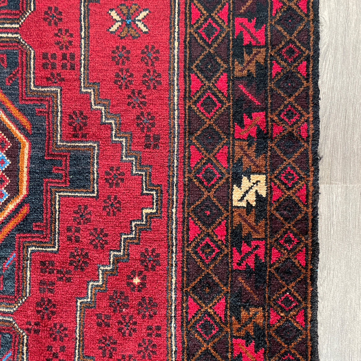 Vintage Afghan Herati Baluch Rug c. 1980