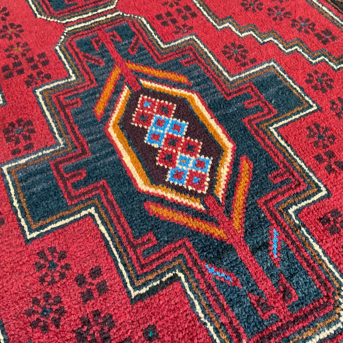 Vintage Afghan Herati Baluch Rug c. 1980