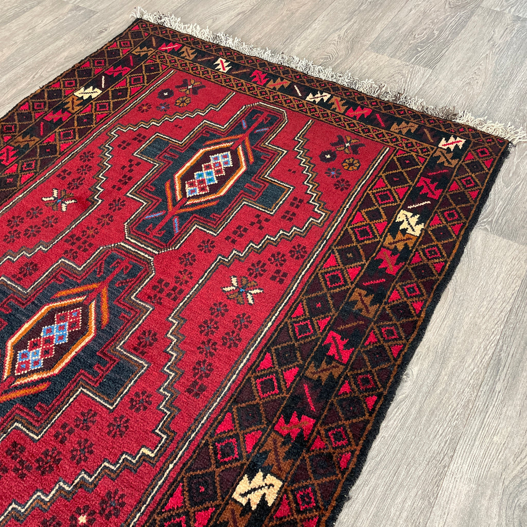 Vintage Afghan Herati Baluch Rug c. 1980