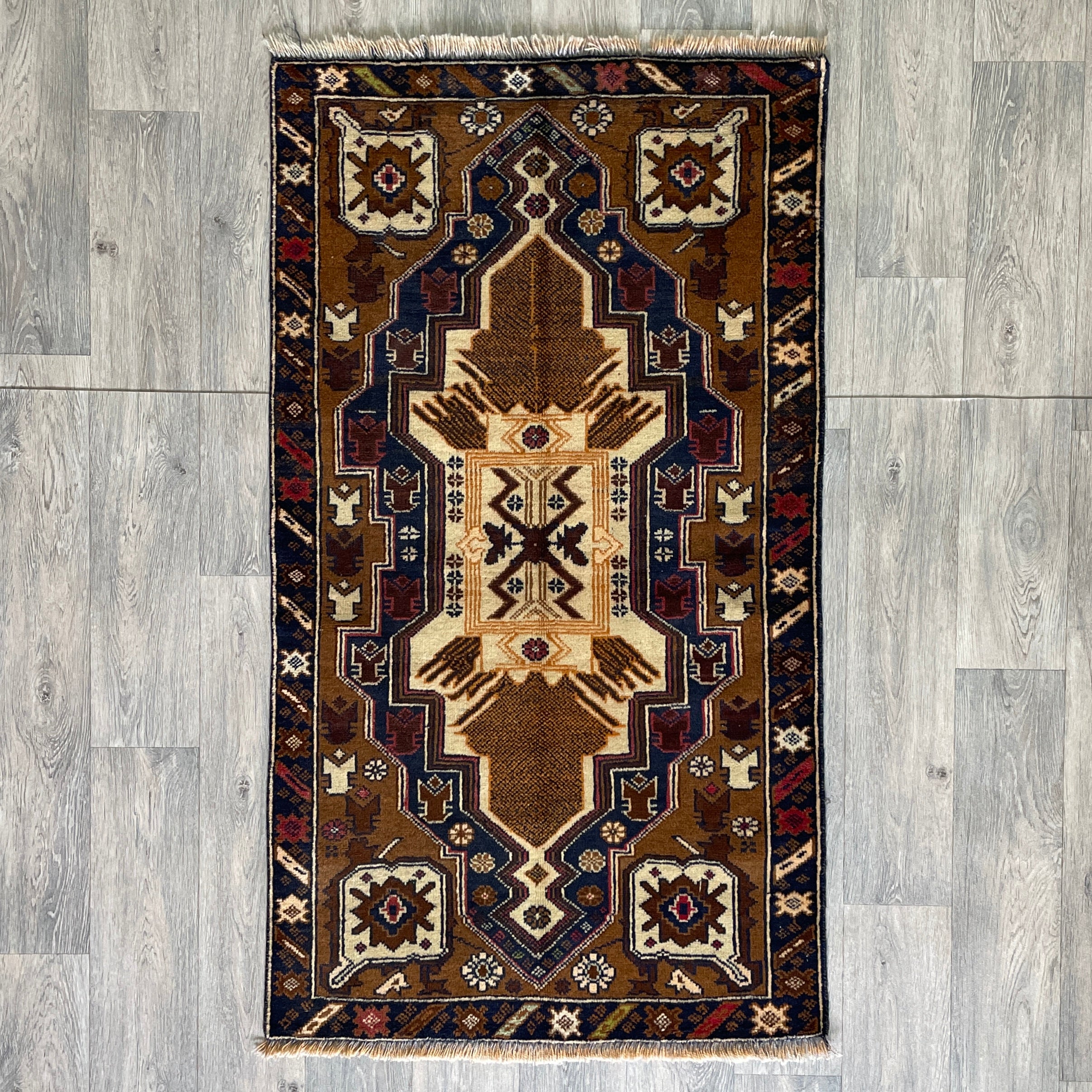 157 x 85 cm | Afghan Herati Baluch Rug (Old 1980) - Khorasan Rugs