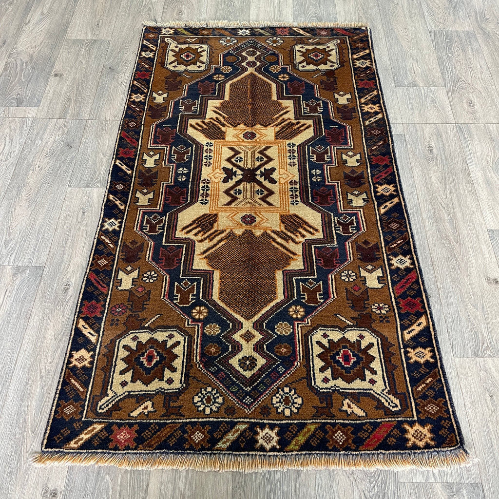157 x 85 cm | Afghan Herati Baluch Rug (Old 1980) - Khorasan Rugs
