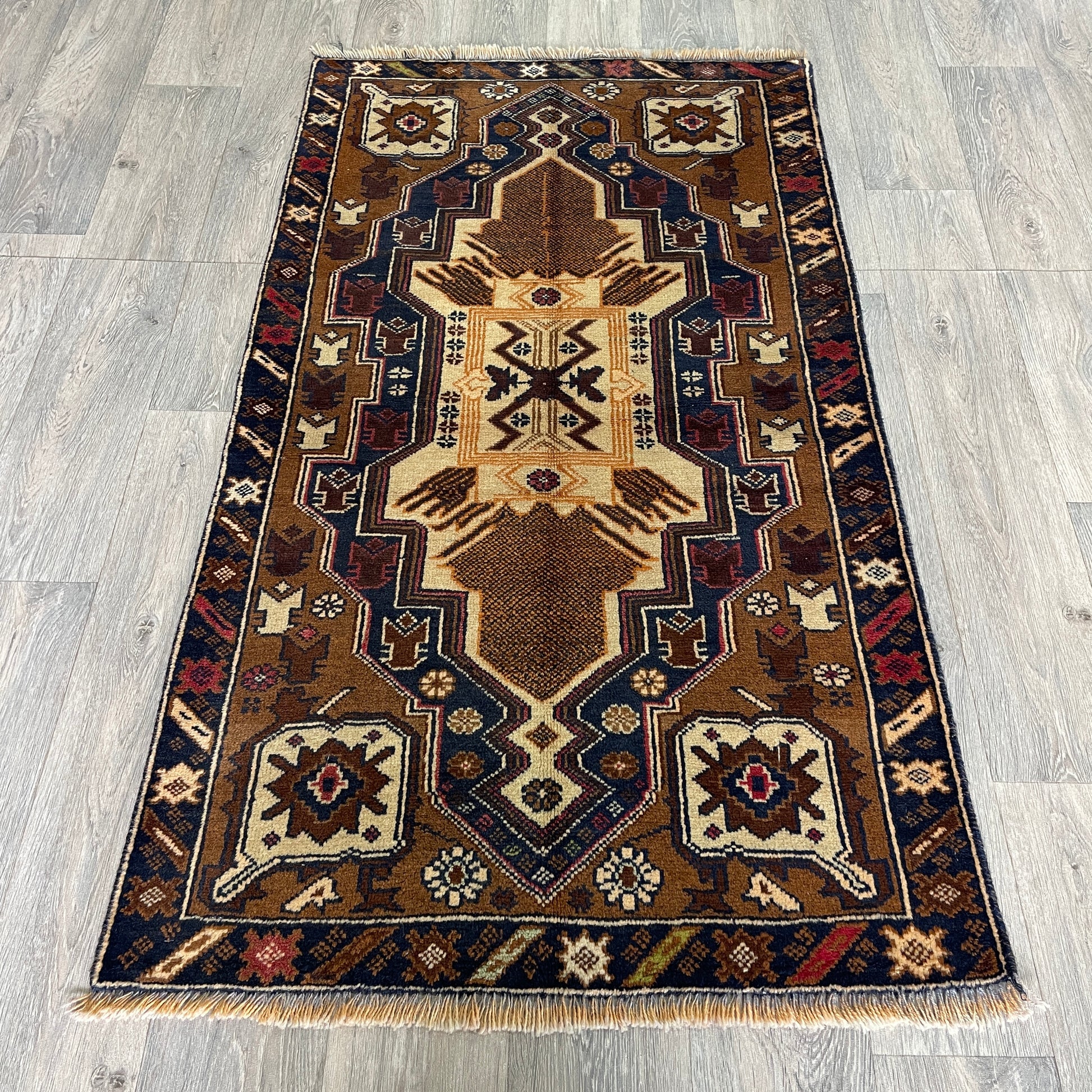 157 x 85 cm | Afghan Herati Baluch Rug (Old 1980)