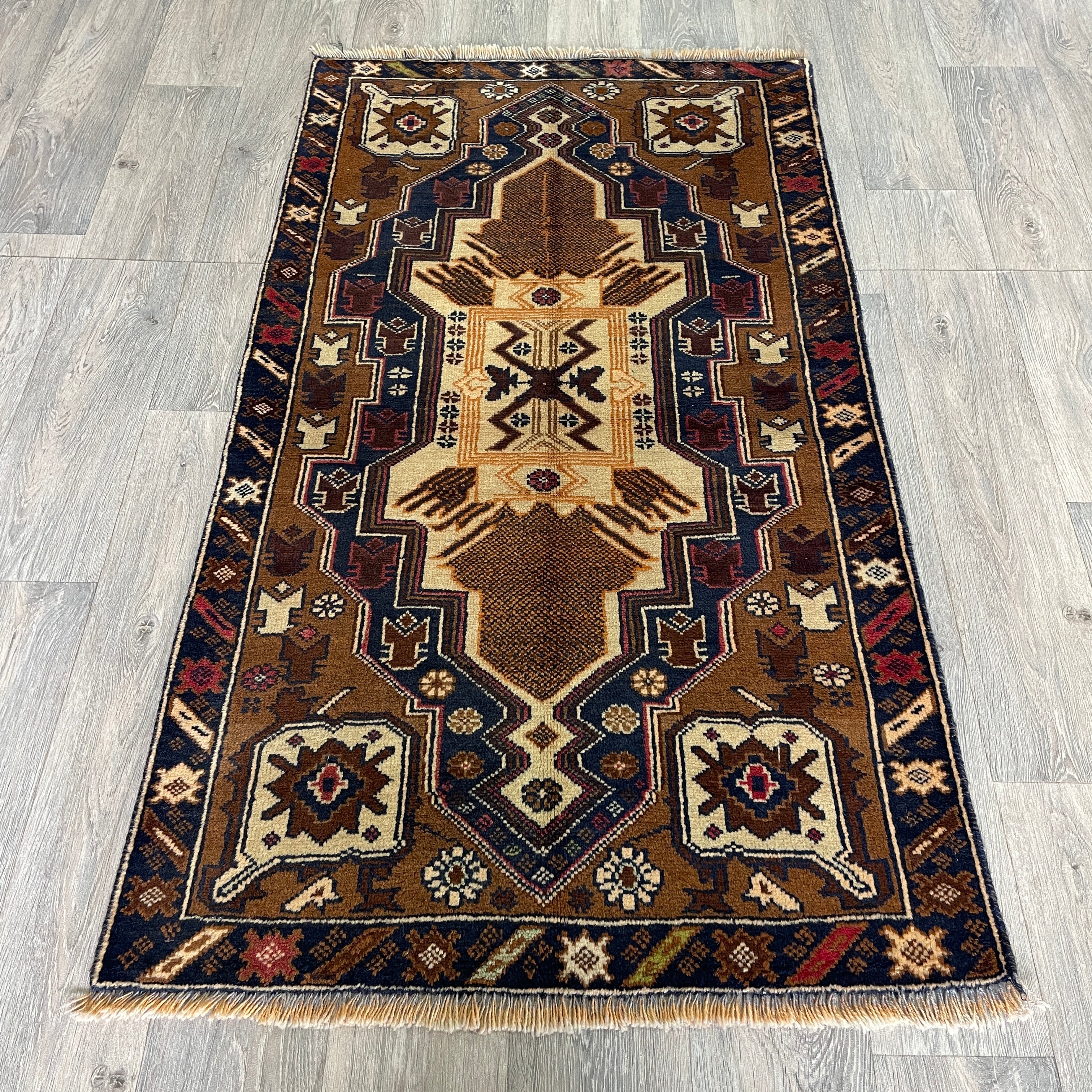 157 x 85 cm | Afghan Herati Baluch Rug (Old 1980) - Khorasan Rugs