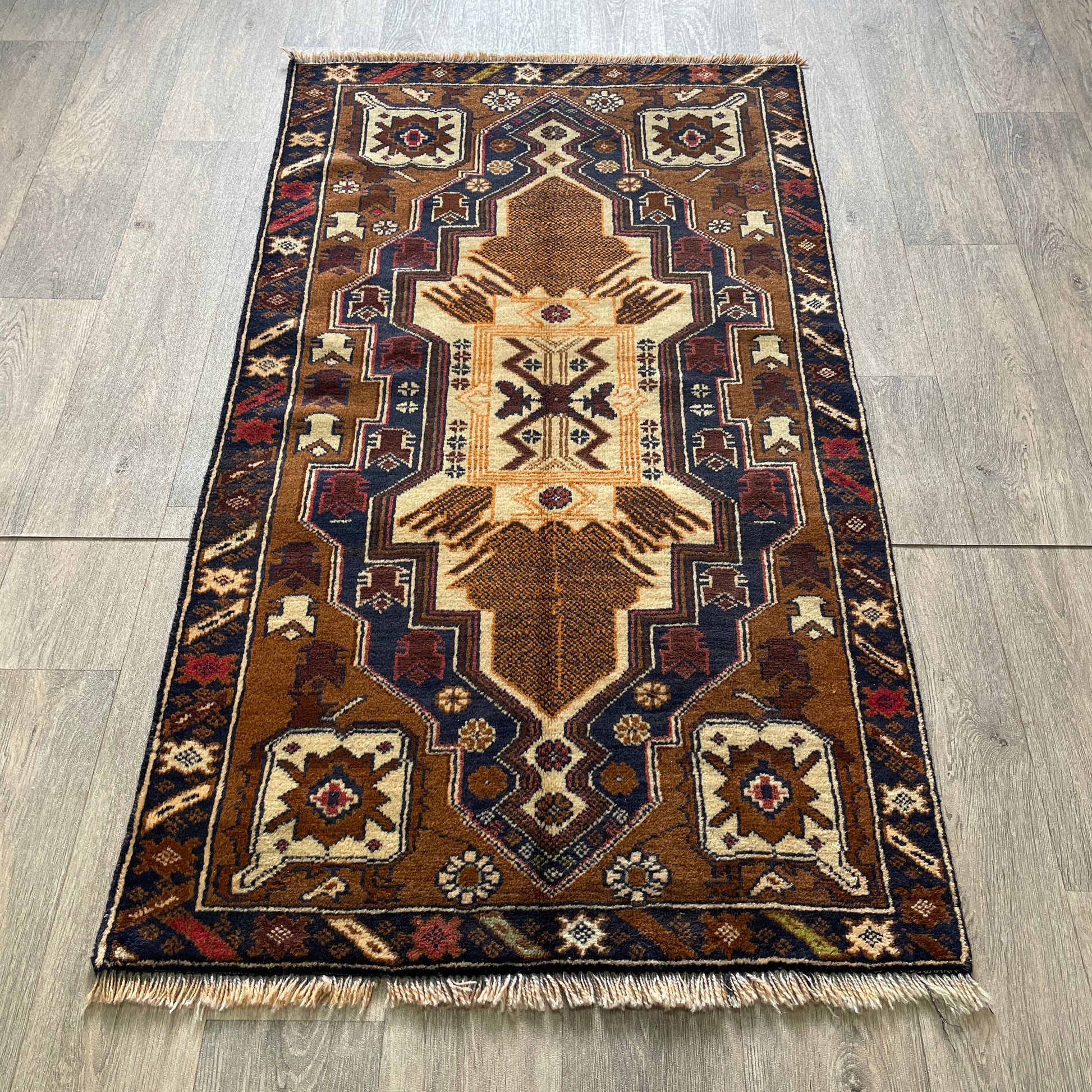 157 x 85 cm | Afghan Herati Baluch Rug (Old 1980)