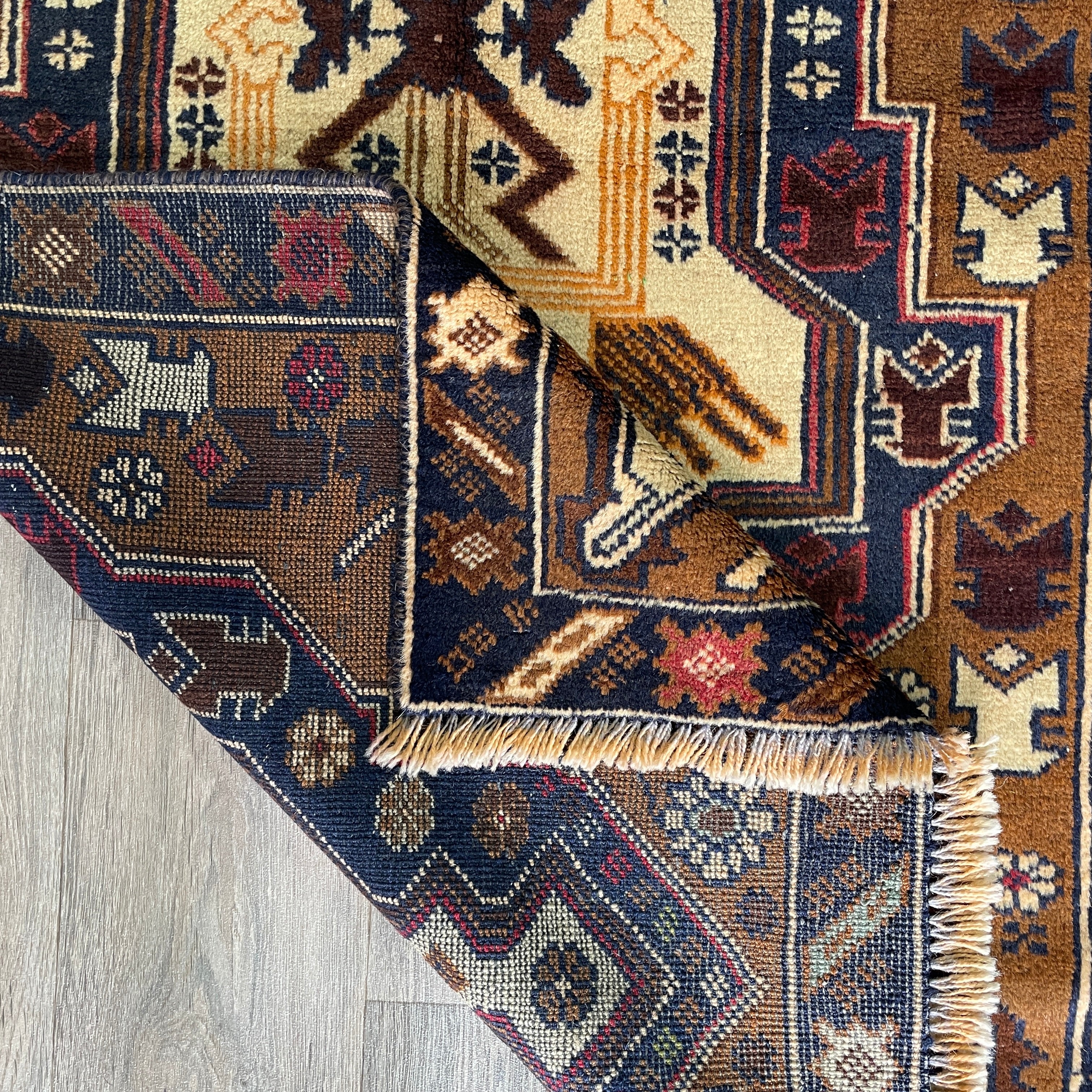 157 x 85 cm | Afghan Herati Baluch Rug (Old 1980) - Khorasan Rugs