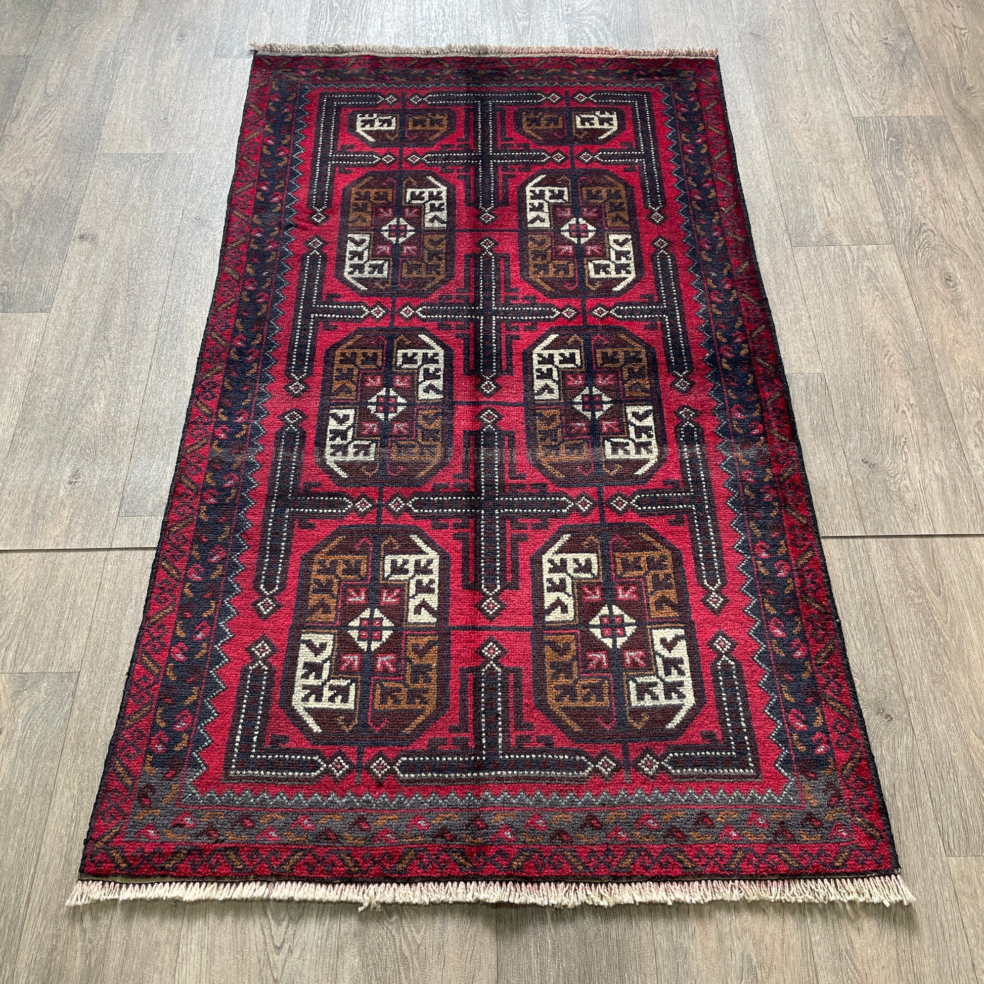 153 x 86 cm | Afghan Herati Baluch Rug (Old 1980)