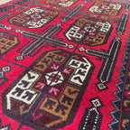 153 x 86 cm | Afghan Herati Baluch Rug (Old 1980) - Khorasan Rugs