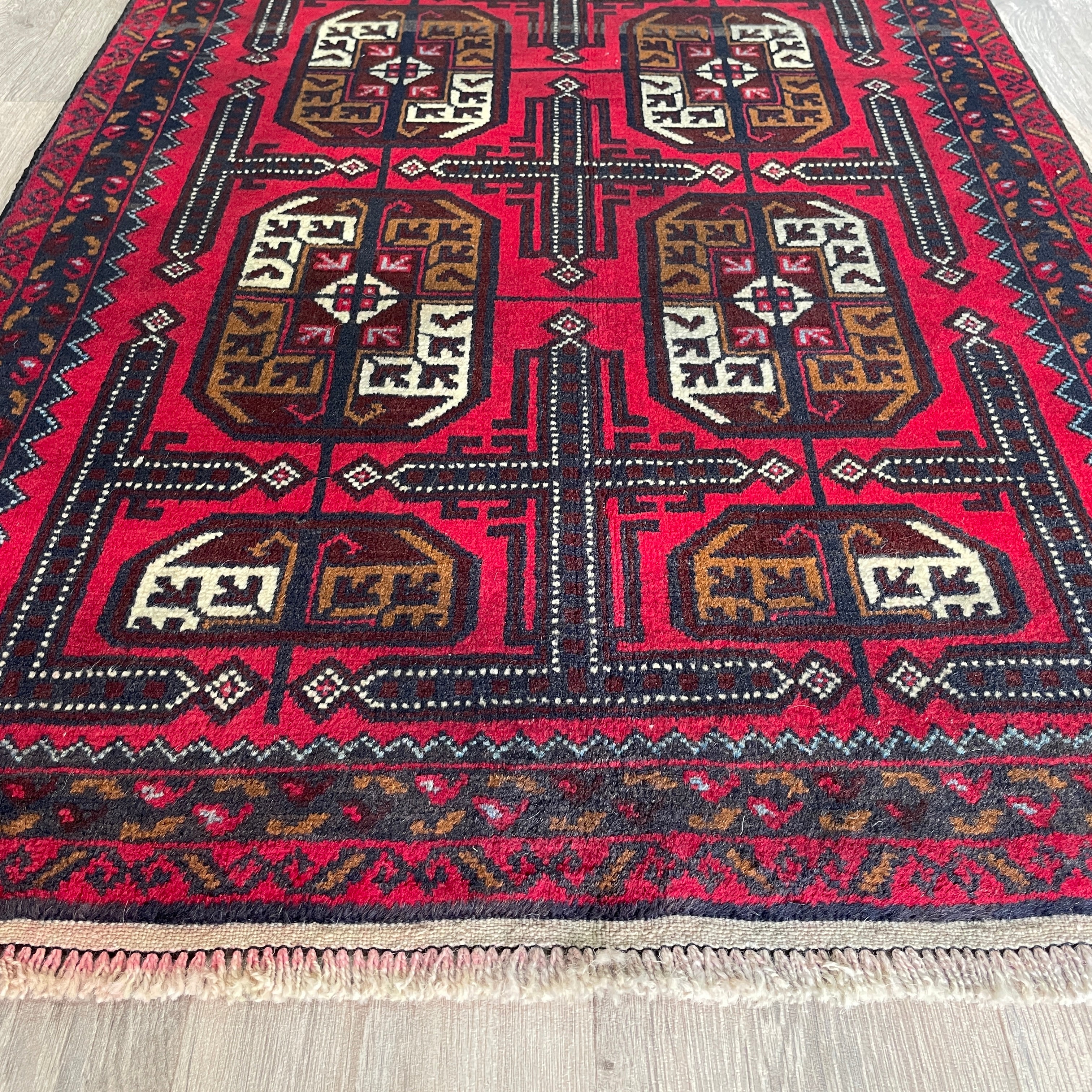 153 x 86 cm | Afghan Herati Baluch Rug (Old 1980) - Khorasan Rugs