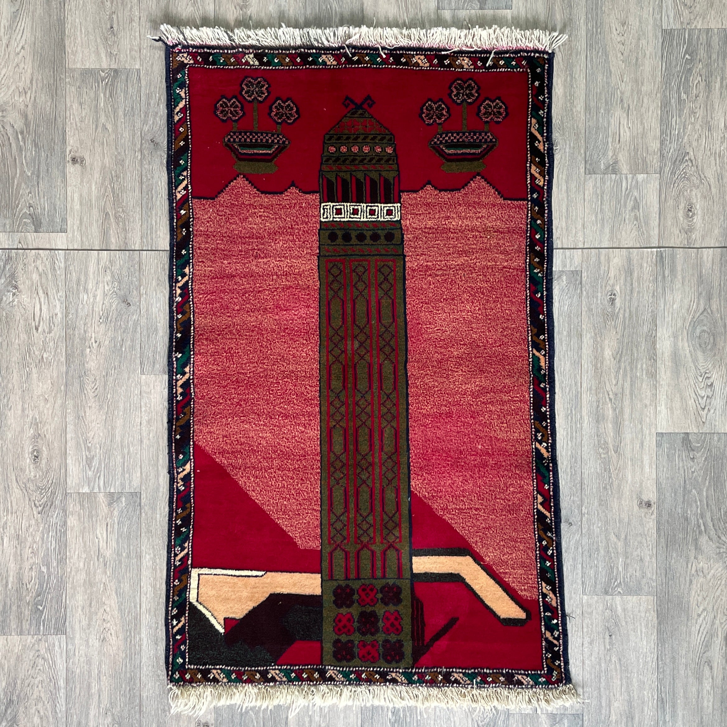 152 x 88 cm | Afghan Herati Baluch Rug (Old 1980) - Khorasan Rugs